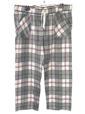 Denver Hayes Men’s Plaid PJ Bottoms Pants Sleepwear Grey Cream Red XXL
